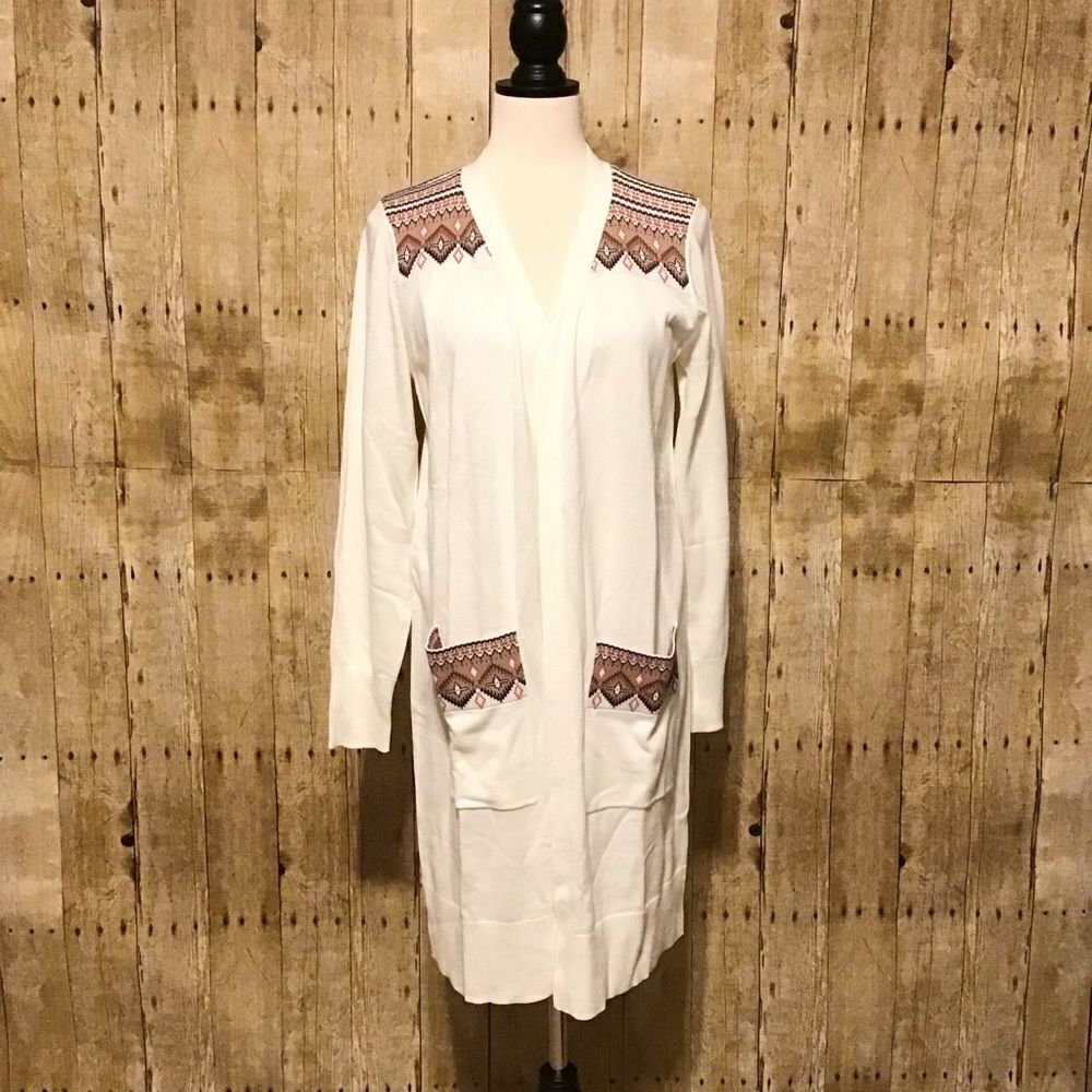 D & Co Open Front Boho Long Sweater Duster‎ XS